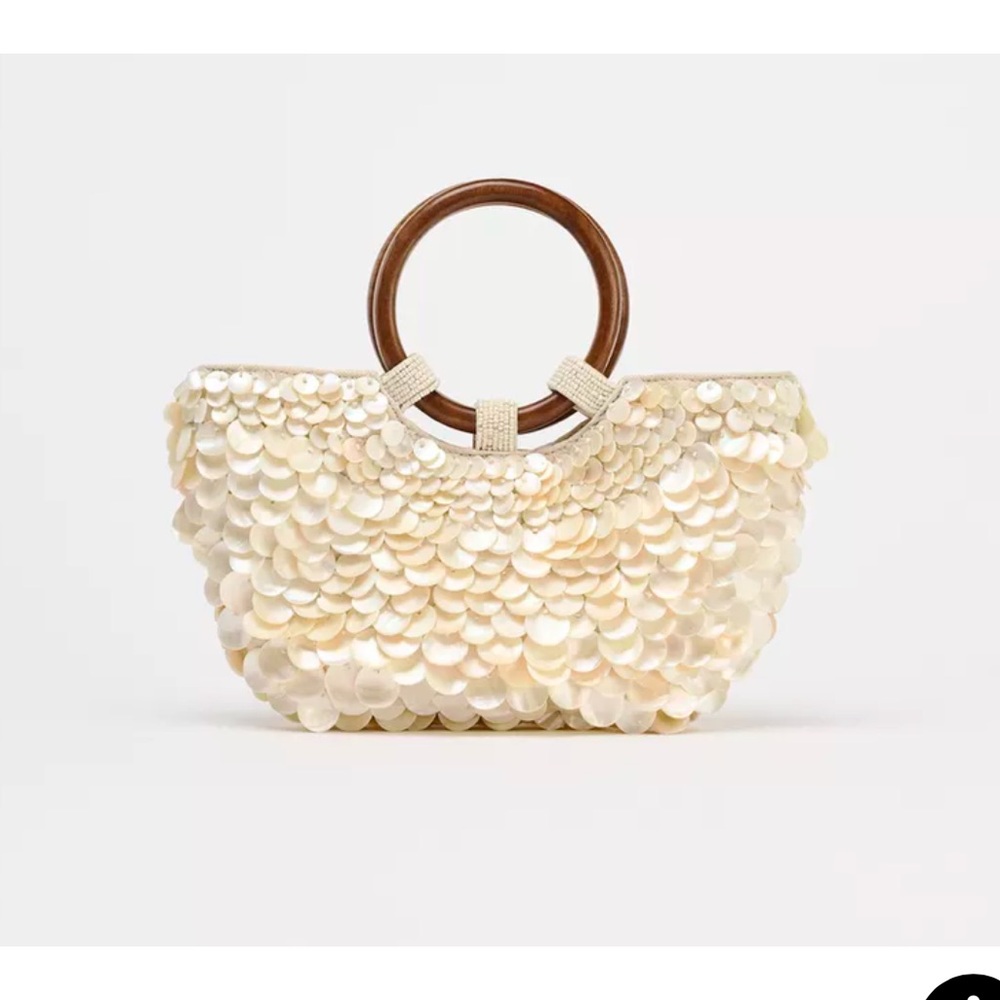 Zara mother of pearl Sequin Bag NWT